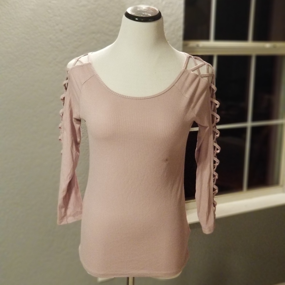 Aeropostale Open Cut Long Sleeve Knitted Top